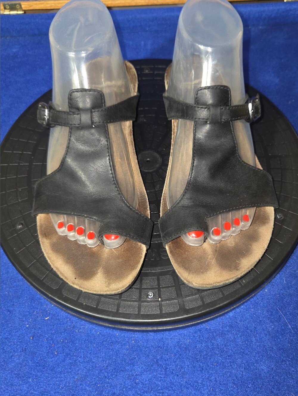 Dansko Remi Cork Black Leather Women’s T-Strap comfort Sandals, Sz. 38-EU, 8-US